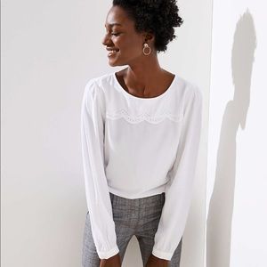 Loft Eyelet Cutout Back Blouse